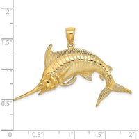 14K Yellow Gold Large Marlin Pendant with Polished and Satin Finish by Oro Pregiato
