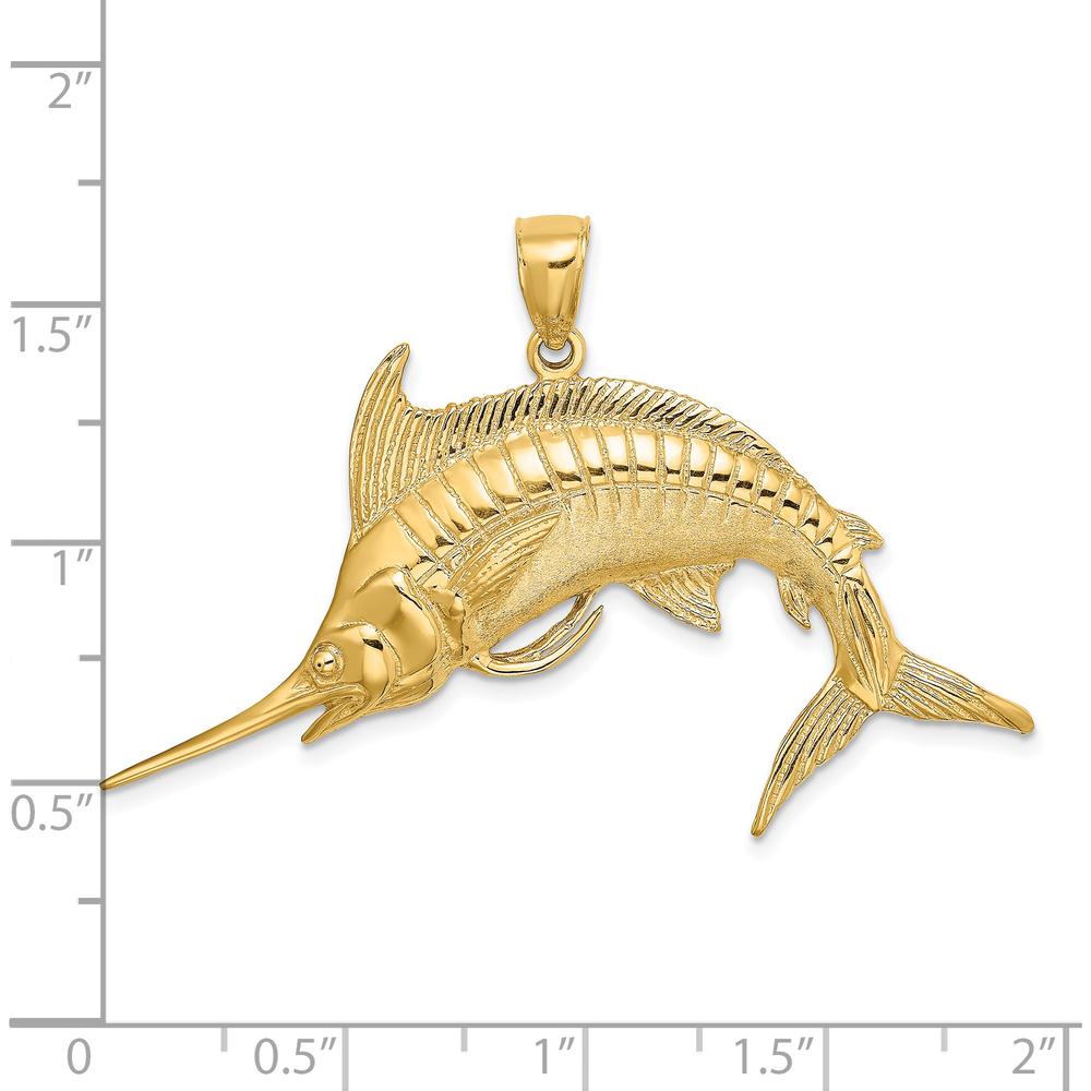 14K Yellow Gold Large Marlin Pendant with Polished and Satin Finish by Oro Pregiato