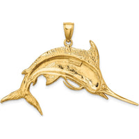 14K Yellow Gold Large Marlin Pendant with Polished and Satin Finish by Oro Pregiato