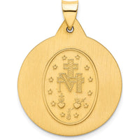 14K Yellow Gold Large Miraculous Medal Pendant with Polished and Satin Finish - 34mm Length by Oro Pregiato