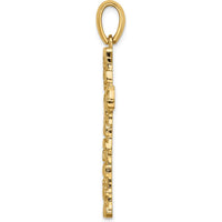 14K Yellow Gold Large Nugget Style Cross Pendant - 45mm by Oro Pregiato