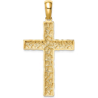 14K Yellow Gold Large Nugget Style Cross Pendant - 45mm by Oro Pregiato
