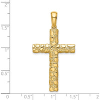 14K Yellow Gold Large Nugget Style Cross Pendant - 45mm by Oro Pregiato