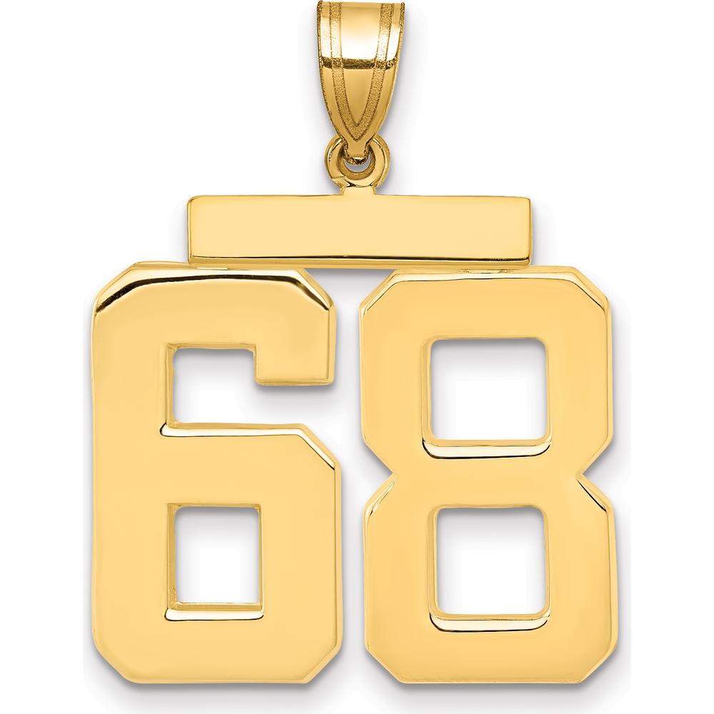 14K Yellow Gold Large Number 68 Polished Pendant Charm by Oro Pregiato