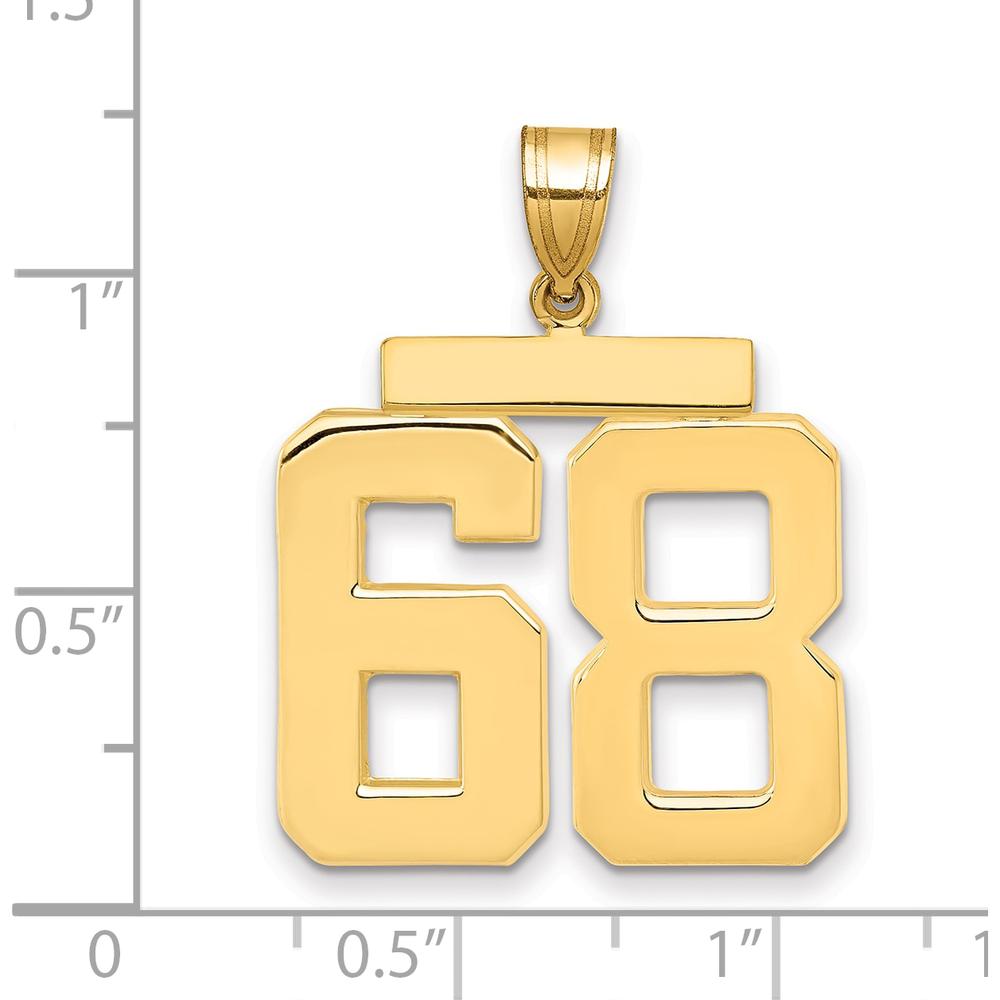 14K Yellow Gold Large Number 68 Polished Pendant Charm by Oro Pregiato
