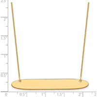 14K Yellow Gold Large Oblong Blank Bar Necklace - 18-inch Cable Chain with Engravable Bar Pendant by Oro Pregiato