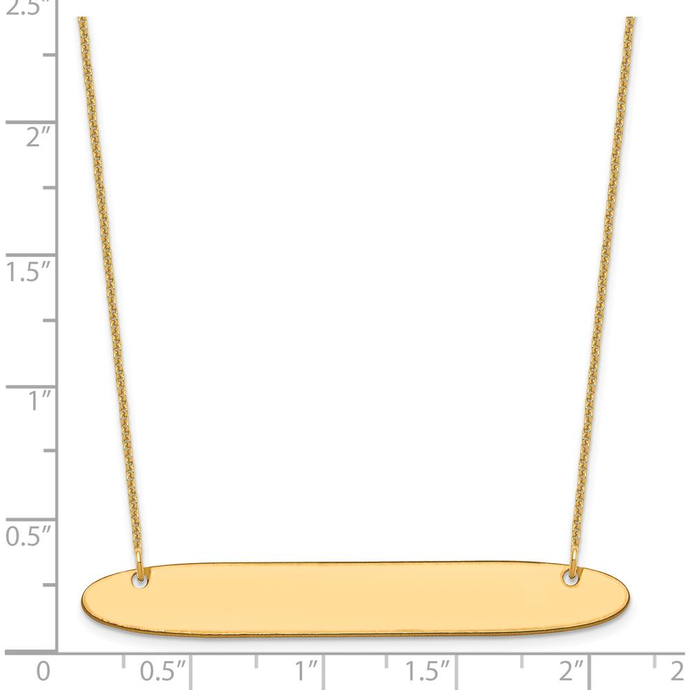 14K Yellow Gold Large Oblong Blank Bar Necklace - 18-inch Cable Chain with Engravable Bar Pendant by Oro Pregiato