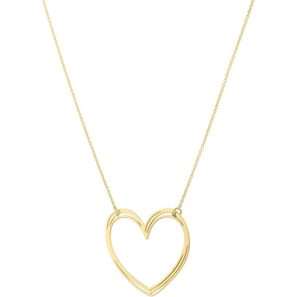 14K Yellow Gold Large Open Heart Necklace with 18