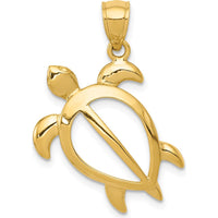 14K Yellow Gold Large Open Turtle Pendant - 26.5mm Length by Oro Pregiato