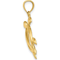 14K Yellow Gold Large Open Turtle Pendant - 26.5mm Length by Oro Pregiato