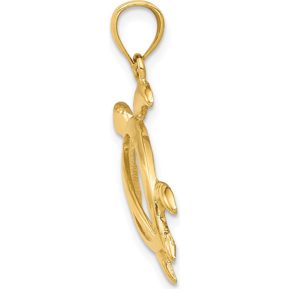 14K Yellow Gold Large Open Turtle Pendant - 26.5mm Length by Oro Pregiato