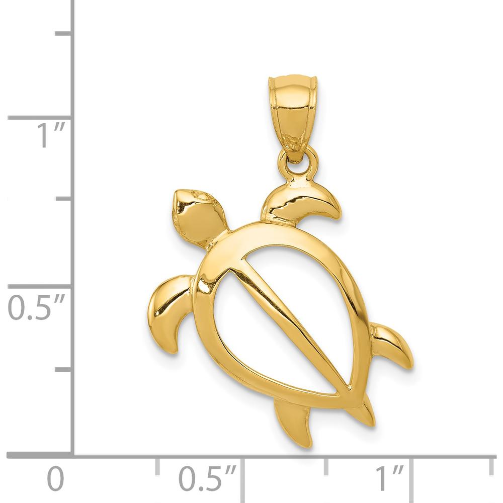 14K Yellow Gold Large Open Turtle Pendant - 26.5mm Length by Oro Pregiato