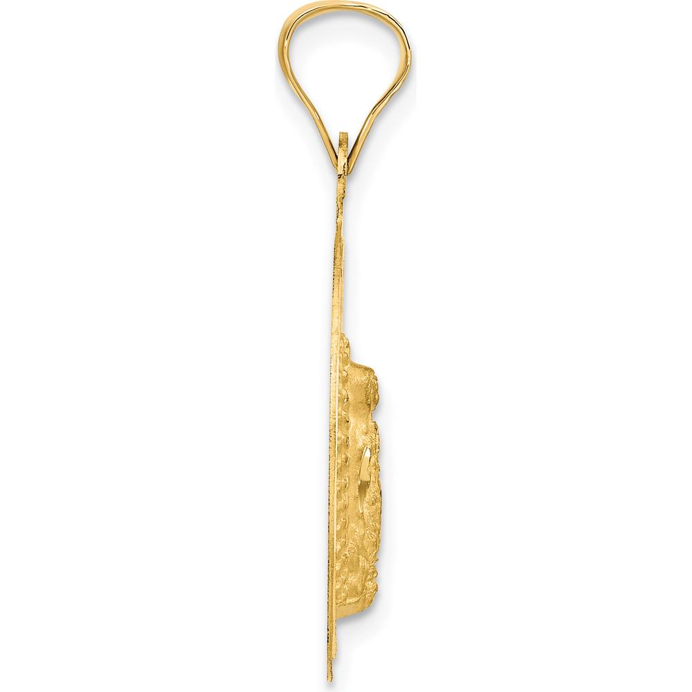 14K Yellow Gold Large Our Lady of Guadalupe Pendant with Rose and White Rhodium Accents - 34mm Length by Oro Pregiato