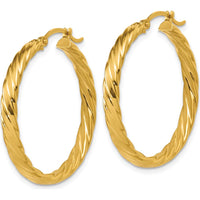 14K Yellow Gold Large Patterned Hoop Earrings - 32.25mm Length by 0