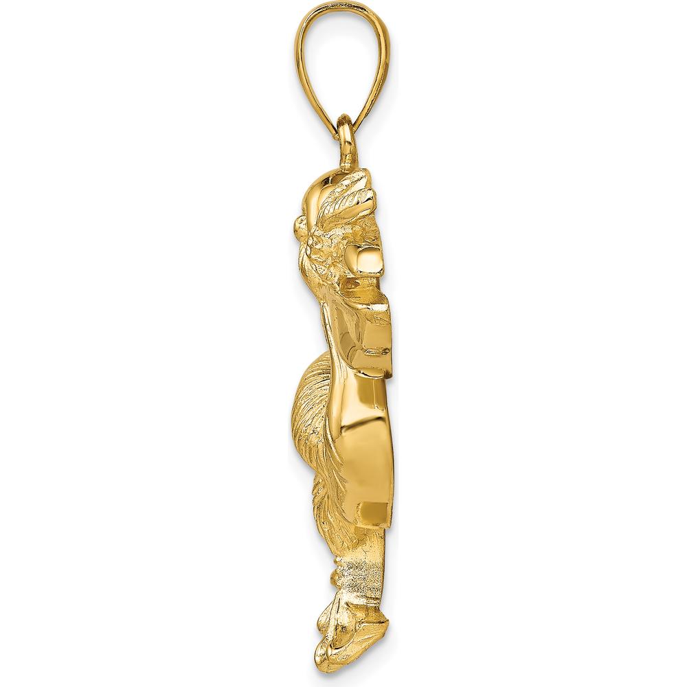 14K Yellow Gold Large Pelican Pendant with Textured Fish Detail by Oro Pregiato