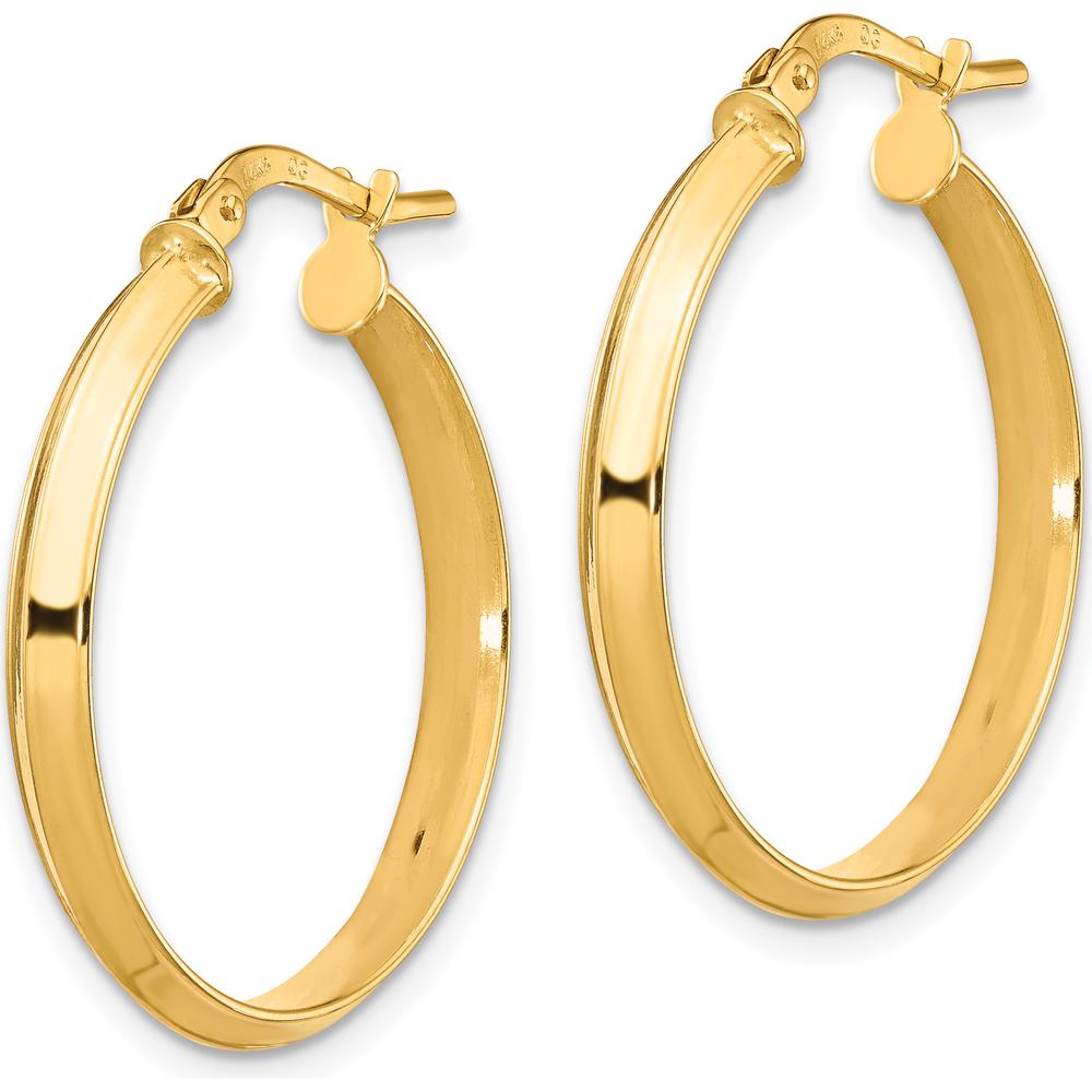 14K Yellow Gold Large Polished 3mm Hoop Earrings by 0