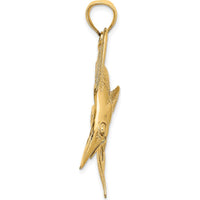14K Yellow Gold Large Polished and Satin Blue Marlin Pendant by Oro Pregiato