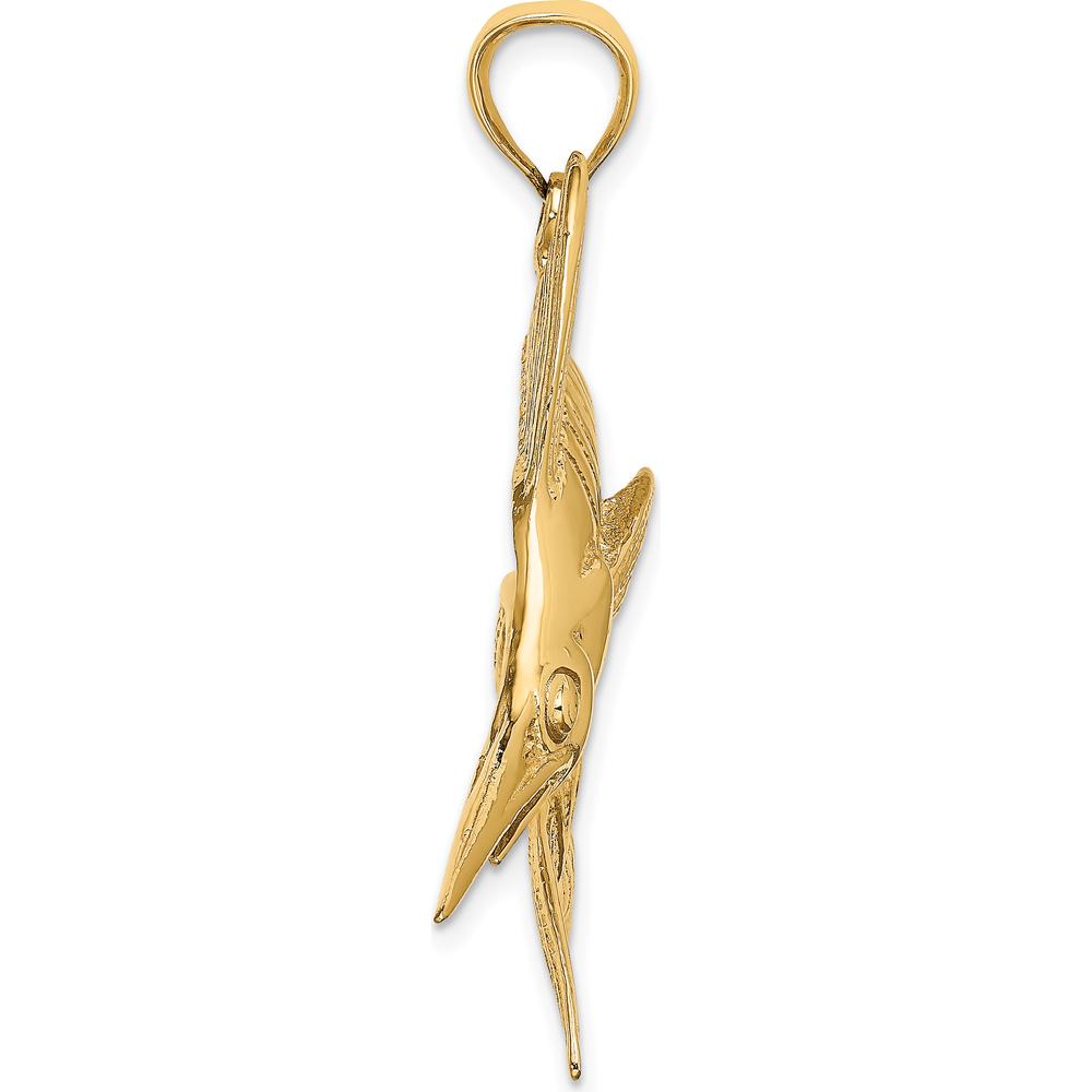 14K Yellow Gold Large Polished and Satin Blue Marlin Pendant by Oro Pregiato
