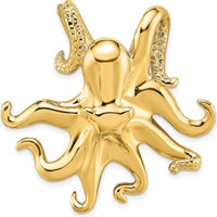 14K Yellow Gold Large Polished and Textured Octopus Omega Slide Pendant by 0