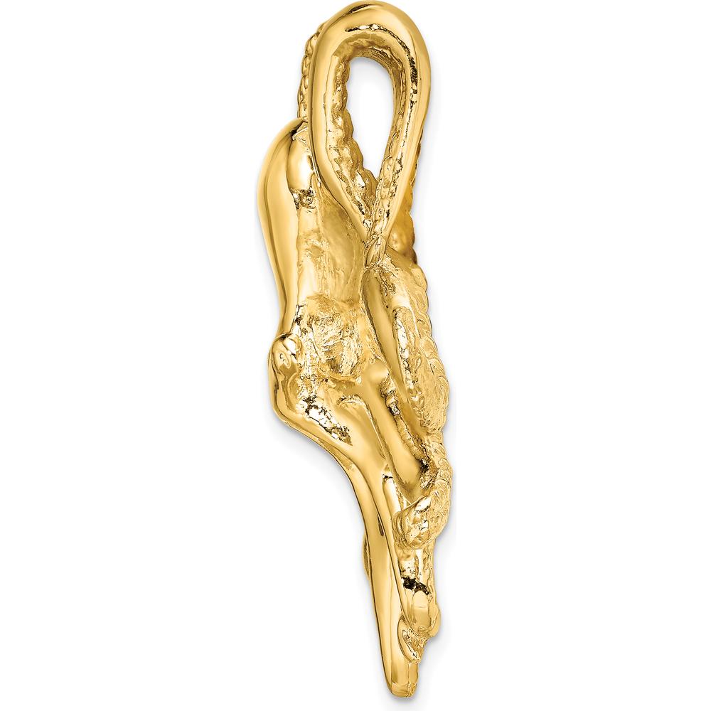 14K Yellow Gold Large Polished and Textured Octopus Omega Slide Pendant by 0