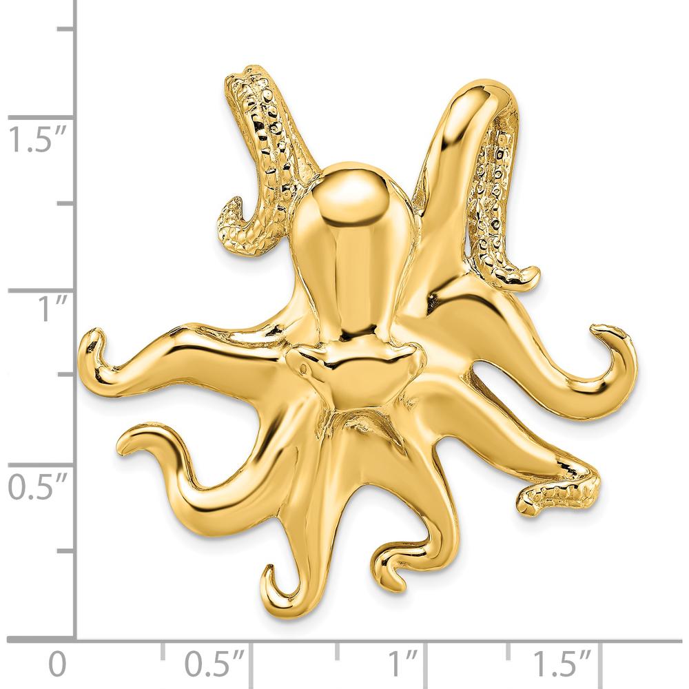 14K Yellow Gold Large Polished and Textured Octopus Omega Slide Pendant by 0