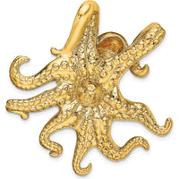 14K Yellow Gold Large Polished and Textured Octopus Omega Slide Pendant by 0