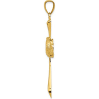 14K Yellow Gold Large Polished Celtic Cross Pendant with Textured Celtic Knot Design - 65mm Length by Oro Pregiato