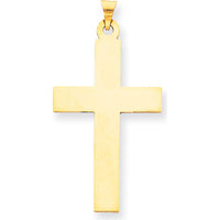 14K Yellow Gold Large Polished Cross Charm Pendant - 44.5mm Length by Oro Pregiato