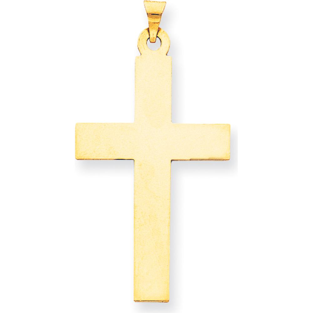 14K Yellow Gold Large Polished Cross Charm Pendant - 44.5mm Length by Oro Pregiato