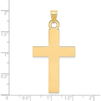 14K Yellow Gold Large Polished Cross Charm Pendant - 44.5mm Length by Oro Pregiato