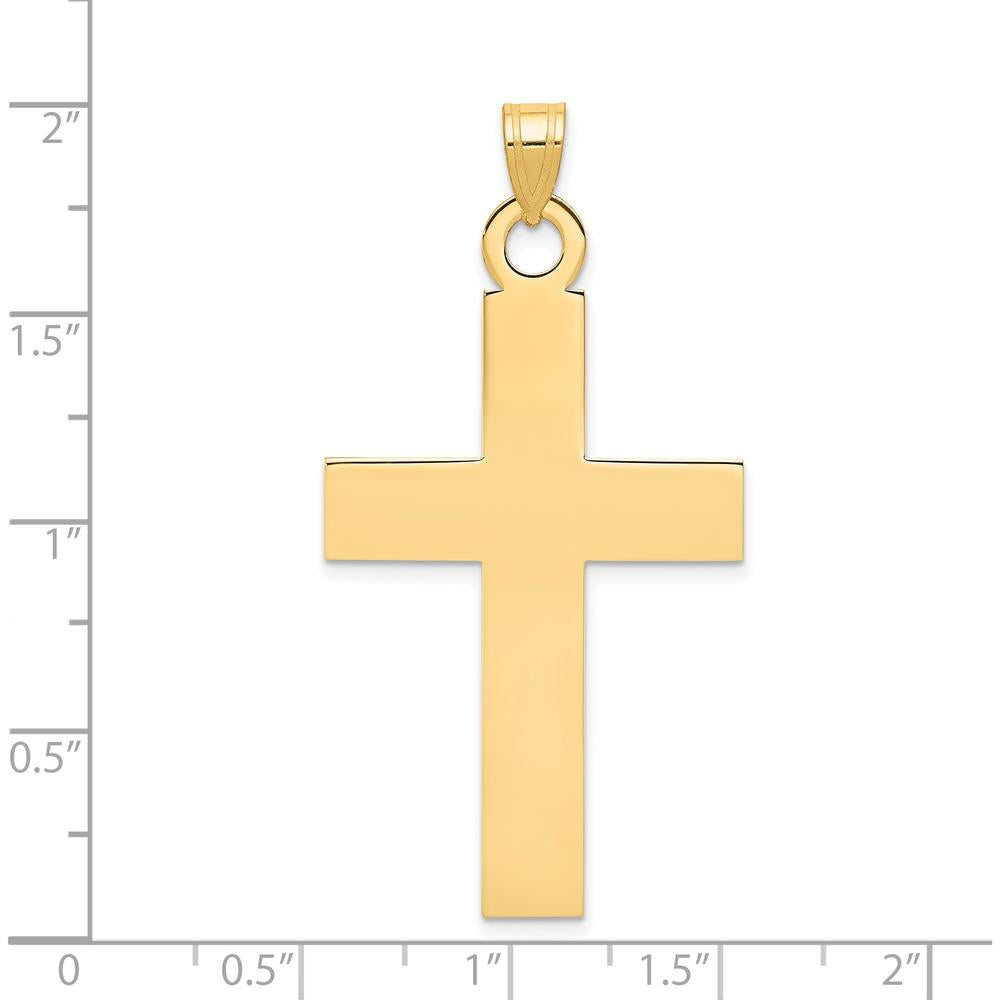 14K Yellow Gold Large Polished Cross Charm Pendant - 44.5mm Length by Oro Pregiato