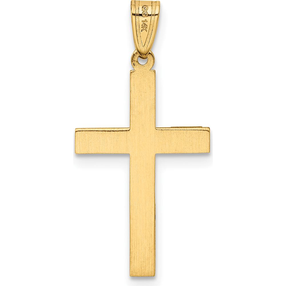 14K Yellow Gold Large Polished Cross Charm Pendant - 44.5mm Length by Oro Pregiato