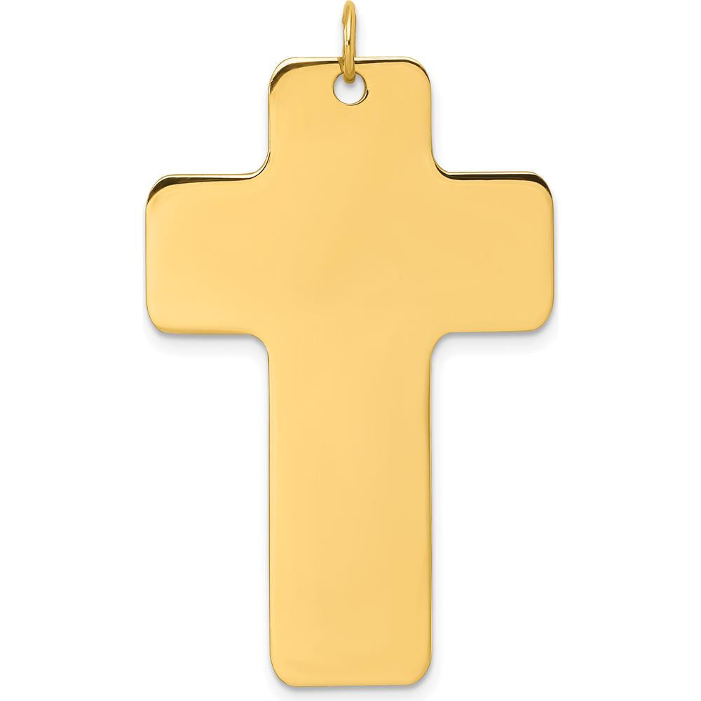 14K Yellow Gold Large Polished Cross Pendant - Statement Faith Jewelry by Oro Pregiato