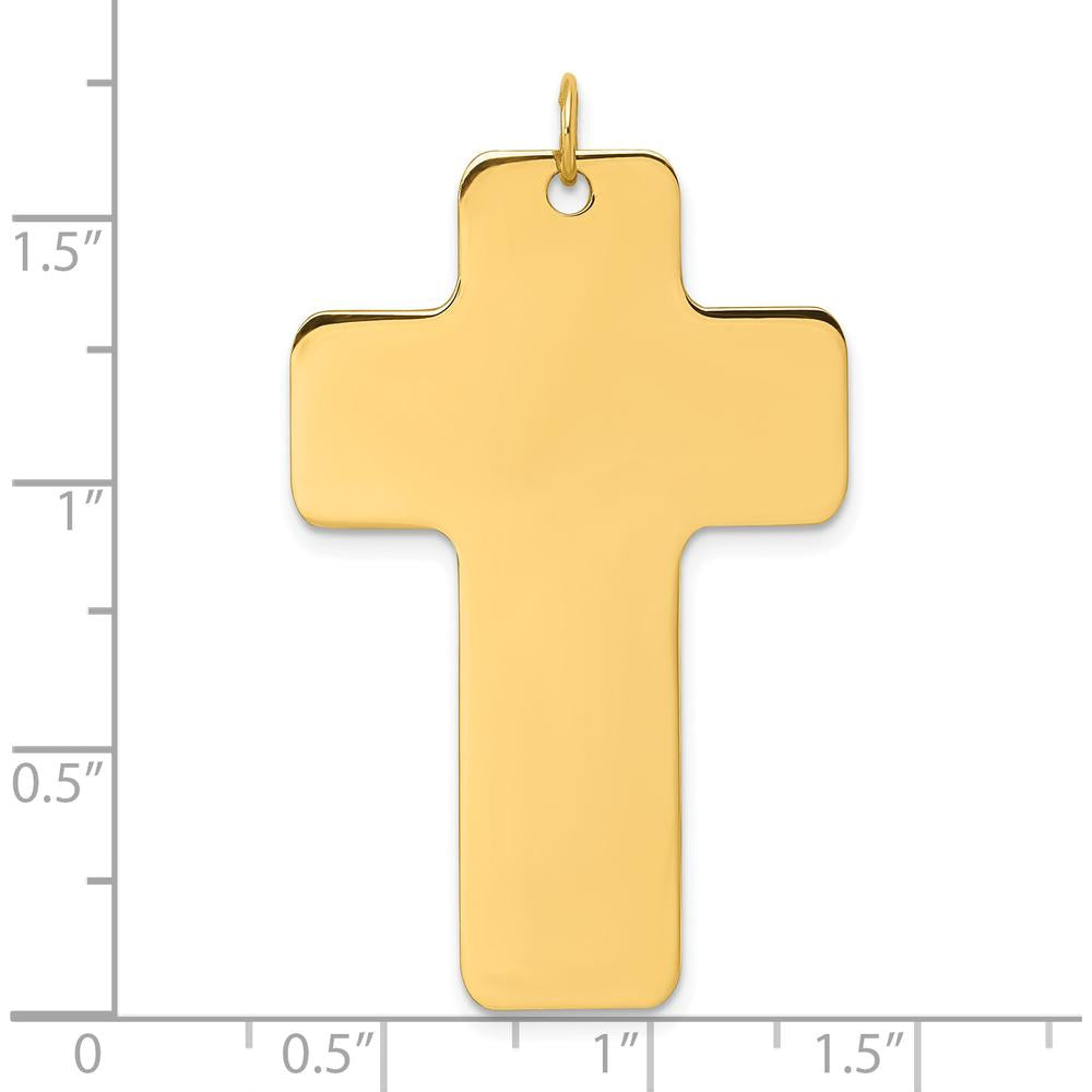 14K Yellow Gold Large Polished Cross Pendant - Statement Faith Jewelry by Oro Pregiato