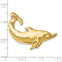 14K Yellow Gold Large Polished Dolphin Slide Pendant for Omega Chain - Nature-Inspired Design by Oro Pregiato