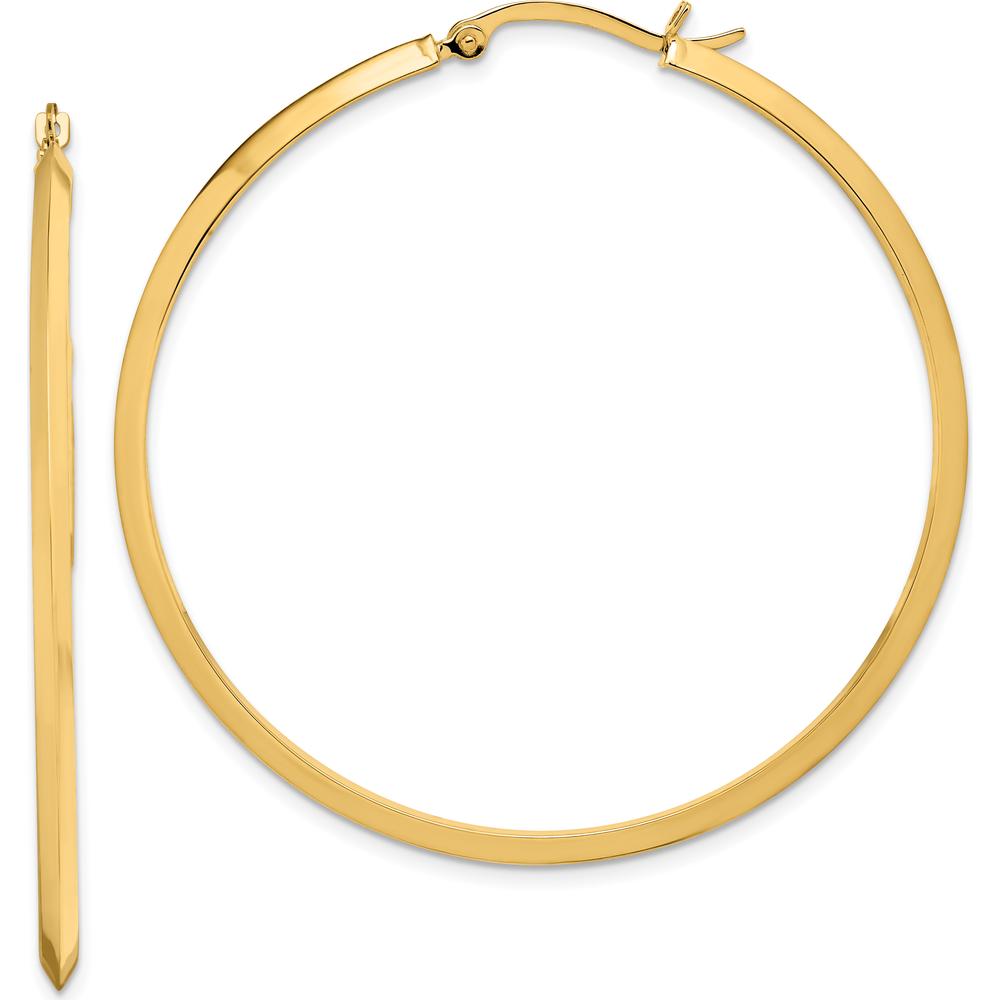 14K Yellow Gold Large Polished Hoop Earrings - 52.5mm Diameter by 0