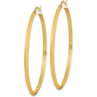 14K Yellow Gold Large Polished Hoop Earrings - 52.5mm Diameter by 0