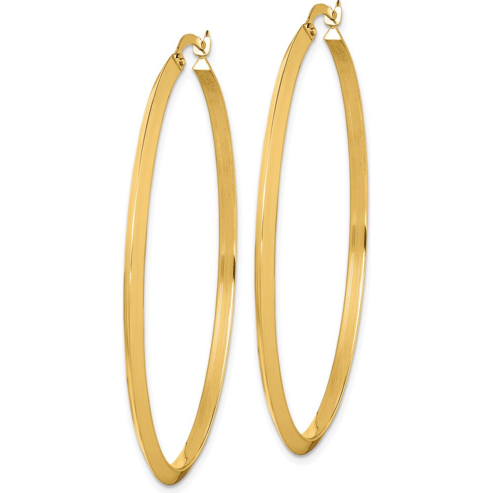 14K Yellow Gold Large Polished Hoop Earrings - 52.5mm Diameter by 0