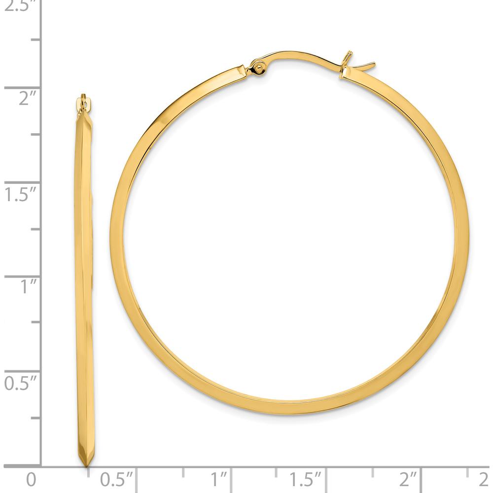 14K Yellow Gold Large Polished Hoop Earrings - 52.5mm Diameter by 0