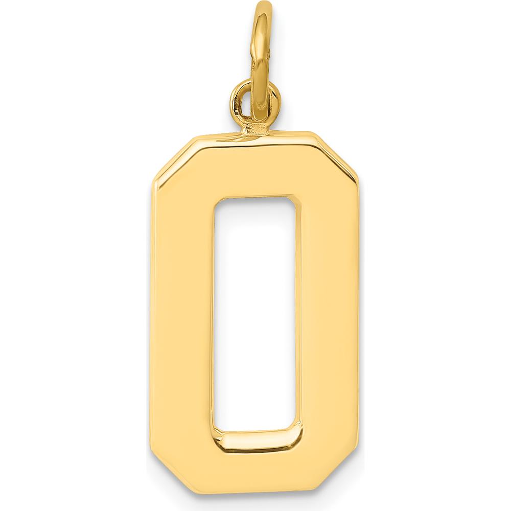 14K Yellow Gold Large Polished Number 0 Charm Pendant by Oro Pregiato