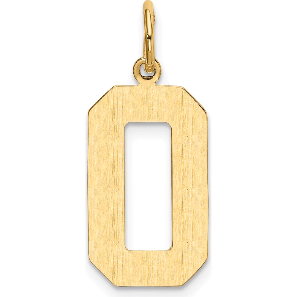 14K Yellow Gold Large Polished Number 0 Charm Pendant by Oro Pregiato