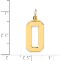 14K Yellow Gold Large Polished Number 0 Charm Pendant by Oro Pregiato