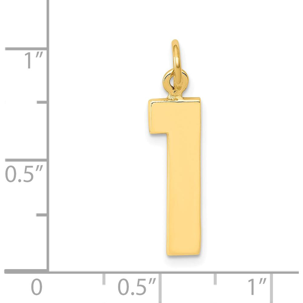 14K Yellow Gold Large Polished Number 1 Charm - Personalized Milestone Pendant by Oro Pregiato
