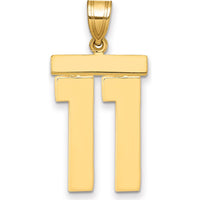 14K Yellow Gold Large Polished Number 11 Charm - Statement Pendant by Oro Pregiato