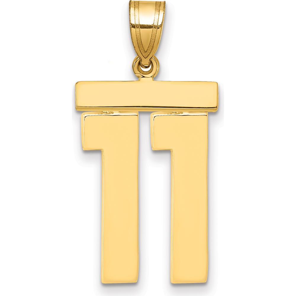 14K Yellow Gold Large Polished Number 11 Charm - Statement Pendant by Oro Pregiato