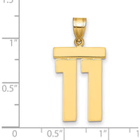 14K Yellow Gold Large Polished Number 11 Charm - Statement Pendant by Oro Pregiato