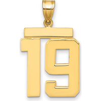 14K Yellow Gold Large Polished Number 19 Pendant Charm by Oro Pregiato