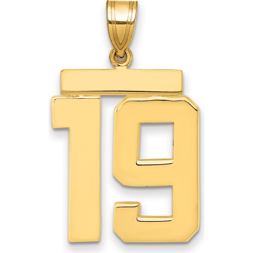 14K Yellow Gold Large Polished Number 19 Pendant Charm by Oro Pregiato