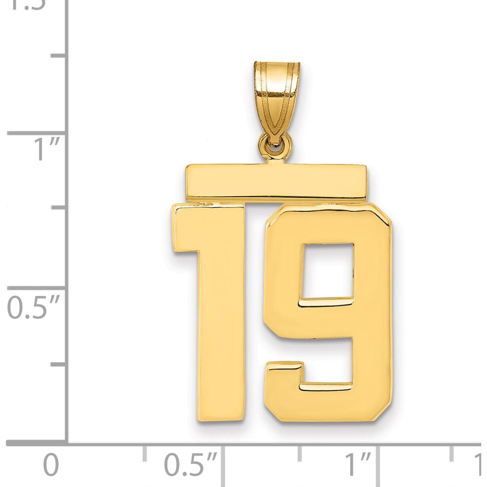 14K Yellow Gold Large Polished Number 19 Pendant Charm by Oro Pregiato