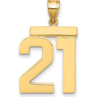 14K Yellow Gold Large Polished Number 21 Charm by Oro Pregiato